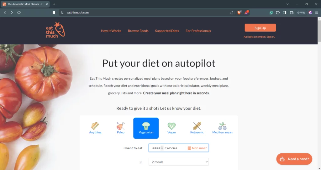 eatthismuch - meal planner