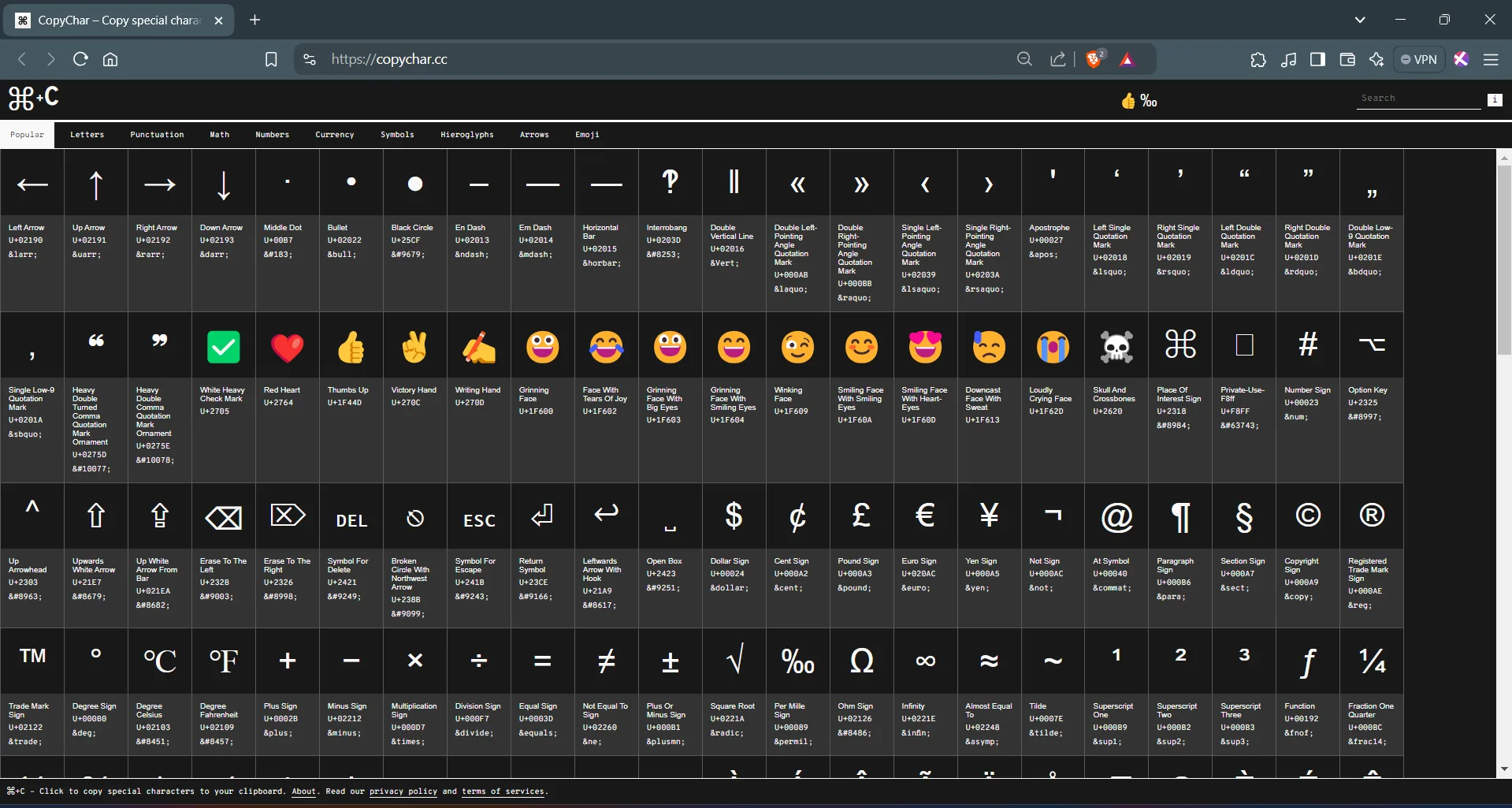 CopyChar - Special Characters